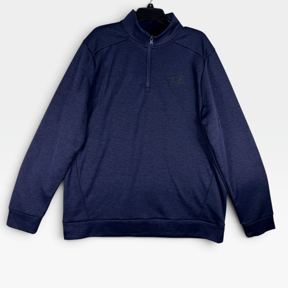 Under Armour Pullover Armour Fleece Twist QZ Mens XL Navy Blue Heathered New
